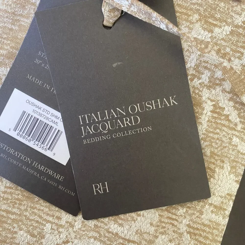 NWT 2 Restoration Hardware Italian Oushak Jacquard Standard Shams New with Tags